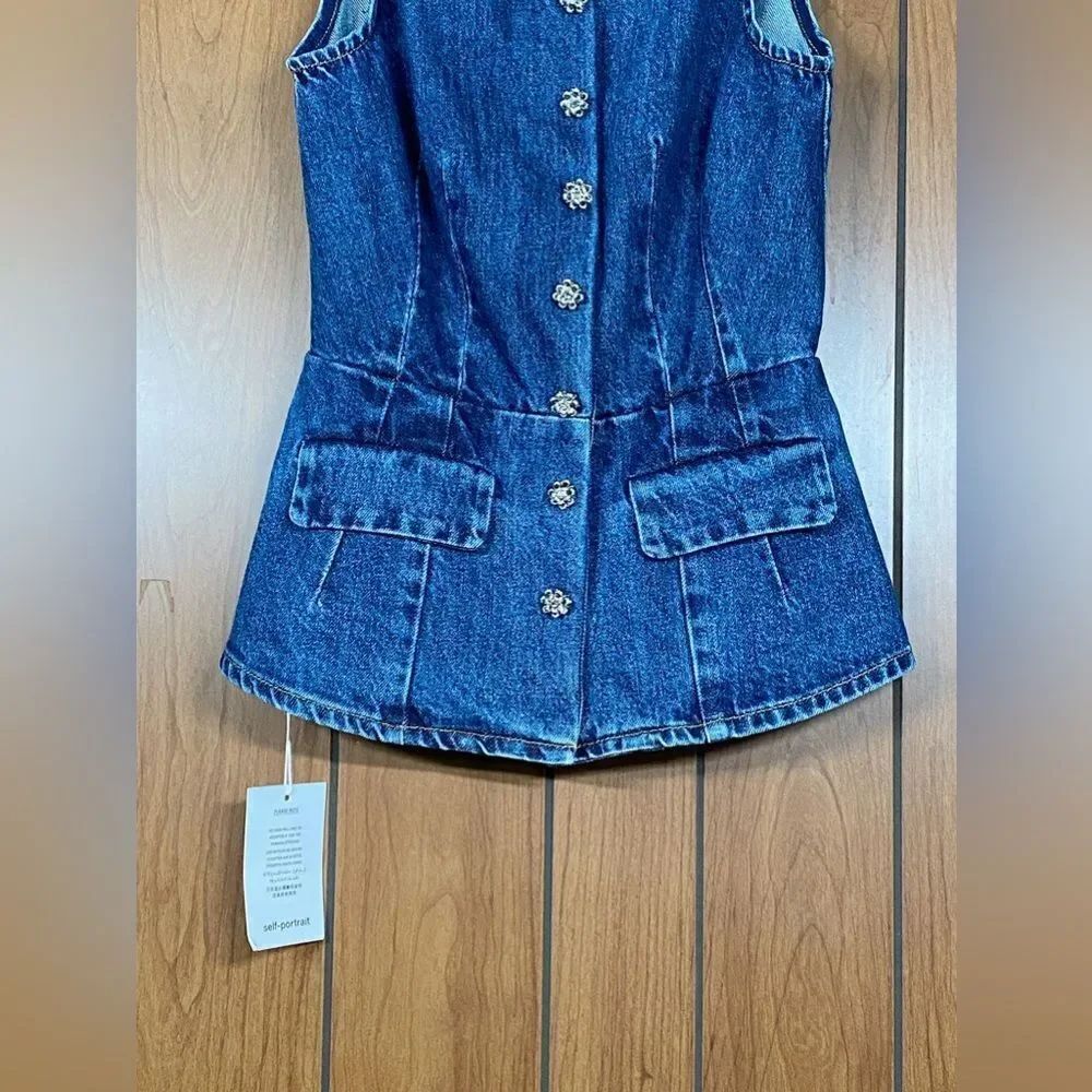 Self-Portrait Denim Vest size 2 - Picture 8 of 12